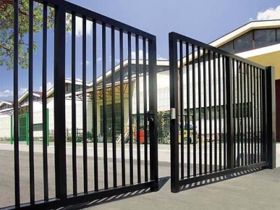 Double gate territory gates with metal tube filling